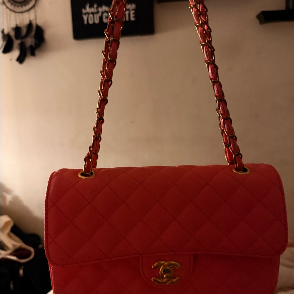 Source Unknown Red Quilted Shoulder Bag